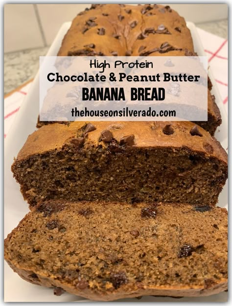 Bariatric Peanut Butter Recipes, Banana Bread Recipe With Protein Powder, Macro Friendly Banana Bread, Coffee Break Snacks, Macro Breakfast, Chocolate Peanut Butter Banana Bread, Protein Powder Coffee, High Protein Peanut Butter, Protein Banana Bread