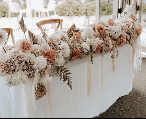 Floor Vase Arrangement, Bridal Table Flowers, Neutral Wedding Decor, Table Florals, Neutral Wedding Flowers, Sweetheart Table Wedding, Dried Pampas, Boheme Chic, Bridal Table