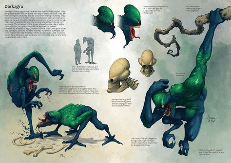 Creature design Darkagru, Edin Durmisevic on ArtStation at https://www.artstation.com/artwork/nL1L4 Creepy Monster, Creature Artwork, Alien Concept, Fantasy Beasts, Alien Concept Art, Creature Drawings, Monster Concept Art, Alien Creatures, Fantasy Monster