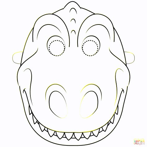 Dinosaur Mask coloring page | Free Printable Coloring Pages Dinosaur Mask Printable Free, Dinosaur Mask Printable, Dinosaur Mask Template, Dinosaur Mask Craft, Mask Template Printable, Animal Masks For Kids, Thema Dino, 4de Verjaardag, Lego Coloring