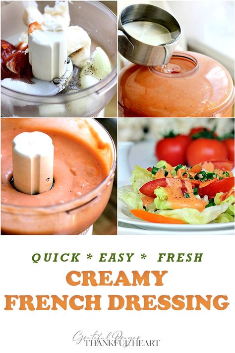 Liven up a simple side salad with creamy French dressing. This homemade recipe is quick and easy, budget-friendly and so much better than store bought. Country French Dressing Recipe, Creamy French Dressing, Homemade French Dressing, French Dressing Recipe, French Salad Dressing, Simple Side Salad, French Salad, Grateful Prayer, Salad Dressing Recipes Homemade