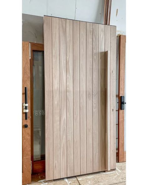 Front Door Timber, Outdoor Saunas, External Front Doors, Entrance Handle, Front Door Lighting, Entry Door Handles, Walnut Doors, Double Front Doors, Double Entry