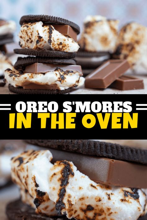 Oreo S'mores In The Oven Oreo Smores, Smores Snacks, Oreo Cheesecake Bites, Oreo Treats, Smore Recipes, Best Cookies Ever, Pastry Desserts, Baking With Kids, Oven Recipes