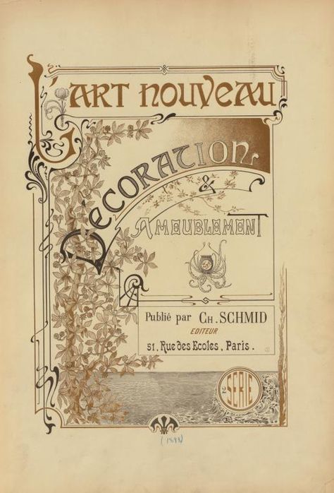 One of hundreds of thousands of free digital items from The New York Public Library. Motifs Art Nouveau, Illustration Art Nouveau, Design Art Nouveau, Architecture Collection, Art Nouveau Furniture, Art Nouveau Illustration, Art Nouveau Poster, Muted Color Palette, Art Nouveau Design