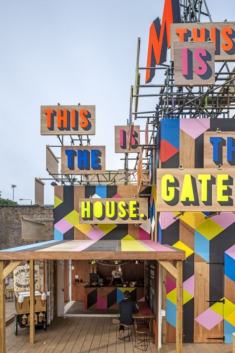 The Movement Cafe / Morag Myerscough Morag Myerscough, Pop Up Cafe, Bloc Party, Wayfinding Signage, Environmental Design, Environmental Graphics, Pop Up Stores, Eindhoven, The Movement