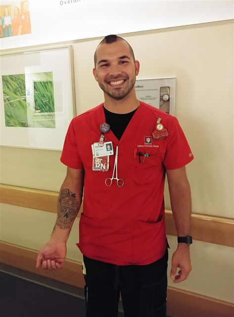 Ryan Goris, Indiana University Health, nurses with tattoos Nurses With Tattoos, Pink Hair And Tattoos, Dress Code Policy, Unnatural Hair Color, Nurse Tattoo, Nursing Life, Indiana University, Interesting News, Nurse Life