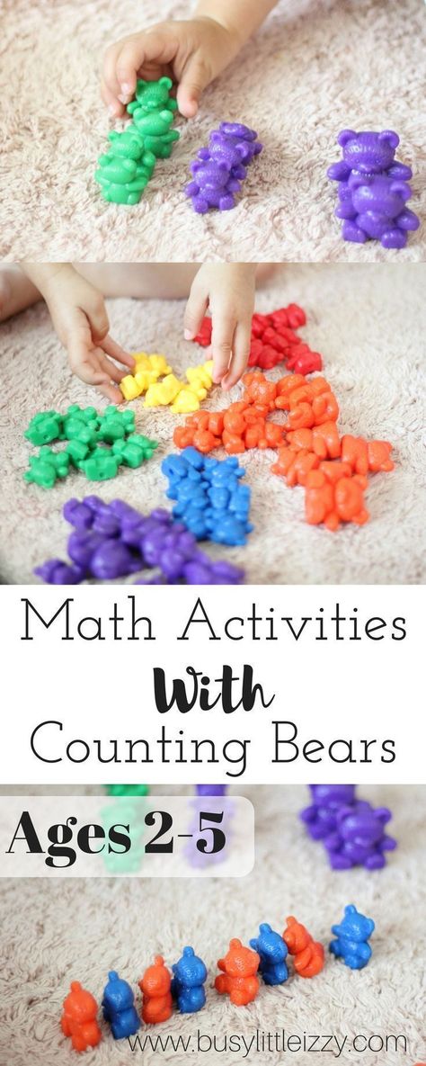 Math Activities with Counting Bears | Ages 2-5 | Educational Games | at home activities for kids and toddlers | Teaching math to a toddler | Teaching math to a preschooler | Early Math Skills | Teaching Patterns | Teaching sorting | Teaching counting | 1 to 1 correspondence | winter activities | fall activities | homeschool Busy little Izzy blog Tuesday Post, Teaching Patterns, Counting Bears, Toddler Math, Preschool Boards, Teaching Counting, Block Center, Teaching Toddlers, Math Practice