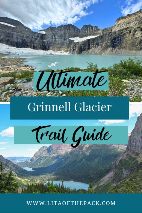 Glacier National Park is known for being one of the most beautiful places in the country, but there's nowhere that is more stunning than the Grinnell Glacier trail. This hike has rewarding views over incredible blue lakes, rugged mountains, and an iconic glacier at the end. Get everything you need to know about doing Grinnell Glacier including how to get Many Glacier reservations and what to bring on your hike! You will surely love this trail. Grinnell Lake, Grinnell Glacier, Rugged Mountains, Many Glacier, Canada National Parks, Parks Canada, National Parks Usa, National Parks Trip, Us National Parks