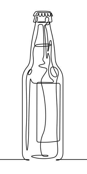 Bottle Illustration, One Line Tattoo, Bottle Drawing, Bottle Tattoo, Black Bottle, Line Vector, Single Line Drawing, Line Art Vector, Contour Drawing