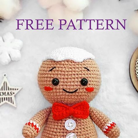 Gingerbread Man Pattern, Granny Stripe Crochet, Christmas Crochet Patterns Free, Crochet Bear Patterns, Christmas Crochet Pattern, Crochet Panda, Crochet Dolls Free Patterns, Plushie Patterns, Crochet Amigurumi Free Patterns