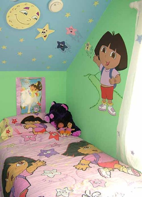 2000s Kids Bedroom, Dora Bedroom, 2009 Nostalgia, Explorer Bedroom, Childhood Room, Explorer Theme, Childhood Bedroom, Short Natural Hairstyles, 00s Nostalgia