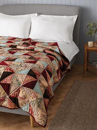 John Lewis & Partners Patchwork Bedspread, Ruby Burgundy Bedroom Ideas, Burgundy Bedroom, Patchwork Bedspread, Apartment Bedroom Decor, Cotton Bedspread, Apartment Furniture, Quilted Bedspreads, Remodel Bedroom, Patchwork Quilt