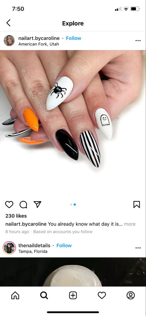 Pinstripe Nails, Orange Nail Designs, Pumpkin Nails, Stripped Nails, Striped Nails, Nails 2020, Up Halloween, Orange Nails, Black Nails