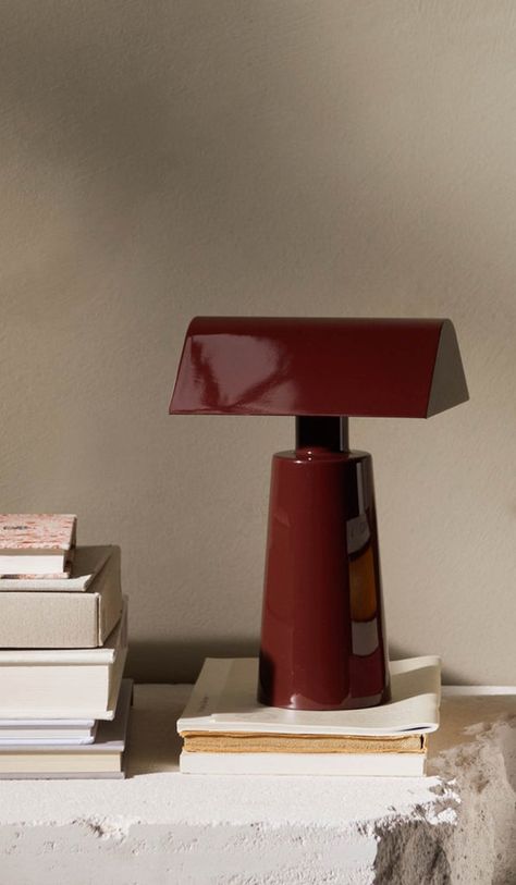 &Tradition MF1 Caret Portable Table Lamp – Spartan Shop Lamp Silhouette, Battery Powered Lamp, Portable Table Lamp, Red Table Lamp, Bankers Lamp, Red Lamp, Magnetic Charger, Portable Table, Apartment Inspiration