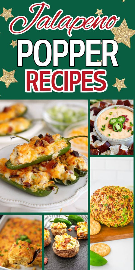 Jalapeno Bites Appetizers, One Stop Chop Recipes, Jalapeño Popper Recipes, Jalapeno Appetizers, Christmas Poppers, Spicy Appetizer Recipes, Jalapeno Popper Appetizer, Dinner Recipes Salad, Popper Recipes