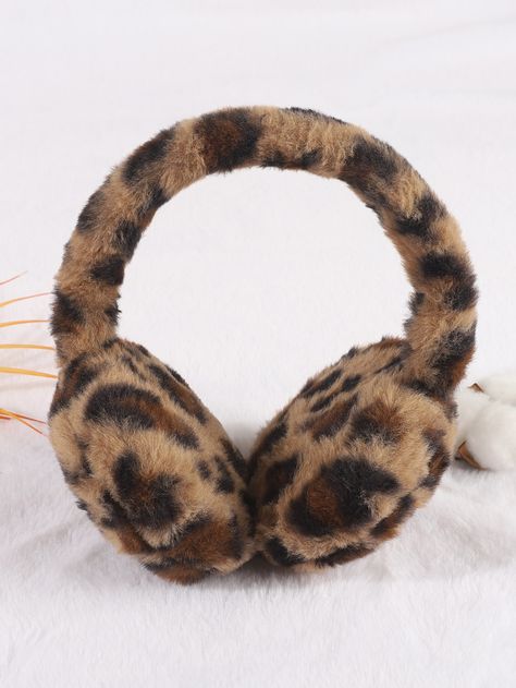 Cheetah Print Gifts, Cheetah Print Accessories, Y2k Earmuffs, Gyaru Accessories, Fuzzy Earmuffs, Leopard Accessories, Leopard Print Accessories, Faux Fur Material, Winter Knit Hats