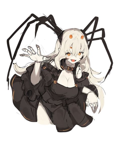 Spider Anime Character, Spider Art Cute, Cute Spider Art, Spider Person Hybrid, Spider Character Design, Spider Human, Spider Character, Anime Spider, Spider Oc