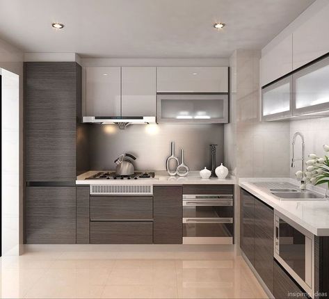 Modern Classic Kitchen, Small Modern Kitchens, Modern Luxury Kitchen, Kabinet Dapur, Basement Kitchen, Modern Kitchen Interiors, Futuristic Furniture, Kitchen Interior Design Modern, Best Kitchen Designs