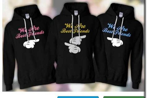 Best friends for 3 they look so neat Best Friend Sweatshirts, Best Friend Hoodies, Best Friend T Shirts, Bff Shirts, 3 Best Friends, Friends Sweatshirt, Best Friend Outfits, Bff Outfits, Best Friend Shirts