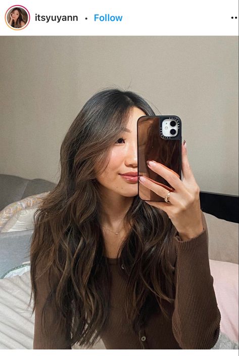 Caramel Balayage Asian Hair, Asian Brown Hair, Asian Hair Dye, Asian Hair Highlights, Asian Balayage, Mocha Brown Hair, Dark Brown Hair Balayage, Brunette Hair Cuts, Brown Hair Inspiration