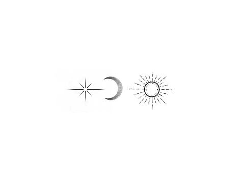 Tattoo Sun Moon Stars, Sun Moon Stars Tattoo, Dainty Tats, Moon Star Tattoo, Minimalistic Tattoo Ideas, Tattoo Sonne, Sun Tattoo Small, Sparkle Tattoo, Minimalistic Tattoo