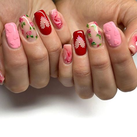 Valentines Nail Art Designs, Blooming Gel, Pink Nail Colors, Valentine Nail Art, Summer Manicure, Heart Nail Art, Nails Aesthetic, Pretty Nail Art Designs, White Nail Polish