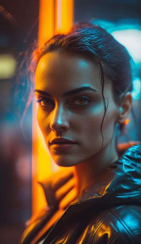 best midjourney prompt Portrait Reference Dramatic Lighting, Colorful Lighting Portrait, Portraits With Dramatic Lighting, Portrait Prompts, Female Portrait Dynamic Lighting, Portrait Composition, Cyberpunk Portrait Photography, Modeling Inspiration, Cinestill 800t