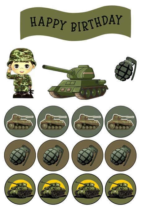 Army Cake Topper Printable, Army Cake Topper, Fortnite Cupcake Toppers, Army Cupcakes, Cupcake Template, Army Cake, Army Theme, Wedding Cupcake Toppers, Cake And Cupcakes