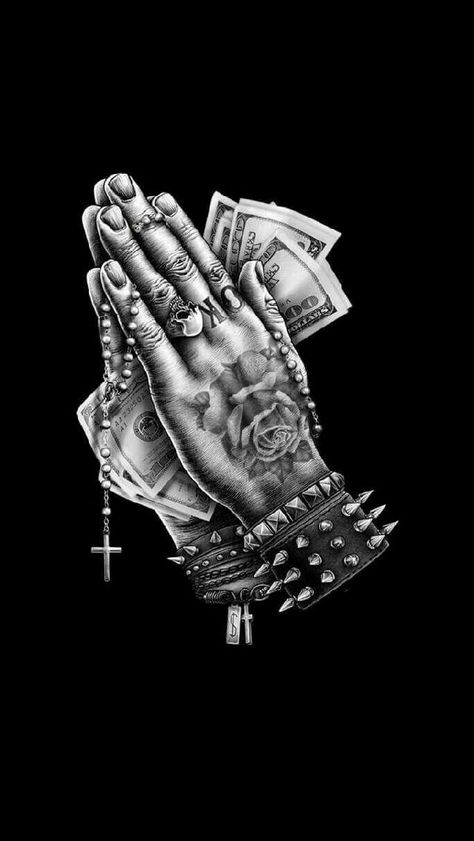 Money Logo Black, Praying Hands Tattoo Design, Tato Suku, Sleeve Tattoos For Guys, Money Logo, Half Sleeve Tattoos, Hip Hop Artwork, Money Tattoo, Seni Pop