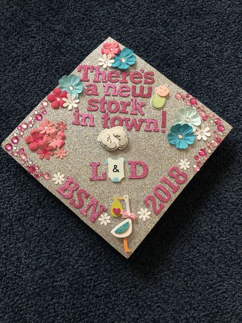 Graduation cap! Labor and delivery nurse! 💗 Nursing Graduation Cap Labor And Delivery, Labor And Delivery Cap Decoration, Labor And Delivery Grad Cap, Labor And Delivery Nurse Graduation Cap, Labor And Delivery Graduation Cap, Future Lpn, Nurse Graduation Cap Designs, Nurse Pinning, Nursing School Memes