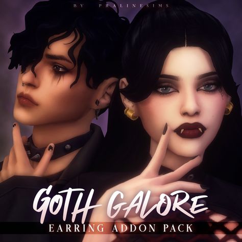 GOTH GALORE Earring Addon Pack | Patreon Sims 4 Mm Cc Goth, Gothic Sims 4 Cc, Sims 4 Cc Goth, Makeup Cc, Pelo Sims, Sims 4 Mm Cc, Goth Hair, Sims 4 Mm, Sims Hair