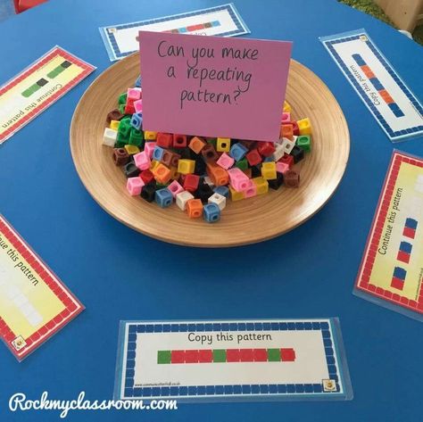 Numeracy Play Based Learning, Patterns Eyfs Maths, Pattern Maths Activities, Math Table Activities Preschool, Repeated Patterns Eyfs, Patterns Early Years, Table Top Centers Preschool, Maths Table Eyfs, Repeating Patterns Eyfs Math Activities