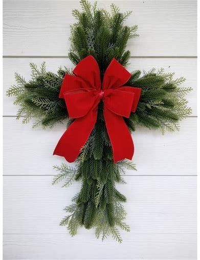 diy cross wreaths for christmas - Search Images Decorating A Cross For Christmas, Christmas Cross Wreath Diy, Cross Christmas Tree Diy, Christmas Cross Wreath, Cross Wreaths, Wreaths For Christmas, Cross Wreath Diy, Cemetery Arrangements, Cross Christmas Tree