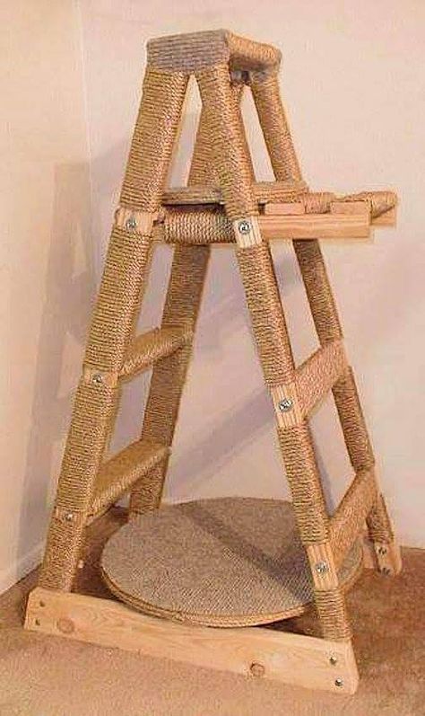 Ladder to cat post Cats Tree, Cat Tree Plans, Katt Grejer, Cat Ladder, Chat Diy, Pet Diy, Cool Cat Trees, Diy Cat Tree, Tree Plan