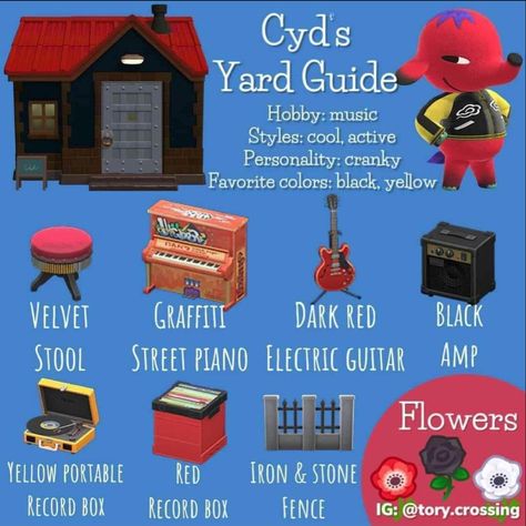 Cyd’s yard guide Cyd Animal Crossing, Animal Crossing Yard, Anch Ideas, Villager House, Acnh Yard, Acnh Villagers, Acnh House, Ac Ideas, Black Stool