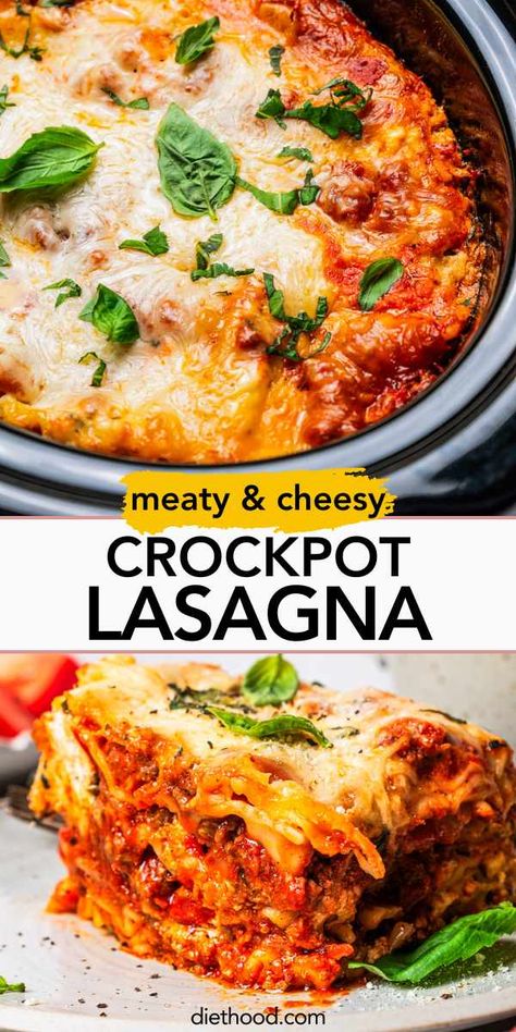 This crockpot lasagna will have your heart at first bite. With layers of meat sauce, lasagna noodles, and gooey cheese goodness, this delicious meal is a classic lasagna, but cooked in the slow cooker! Crockpot Lasagna With Ricotta, Crock Pot Lasagna, Crockpot Lasagna Easy, Lasagna With Ricotta, Italian Beef Recipes, Crock Pot Lasagna Recipe, Classic Lasagna Recipe, Crockpot Pork Loin, Slow Cooker Italian Beef