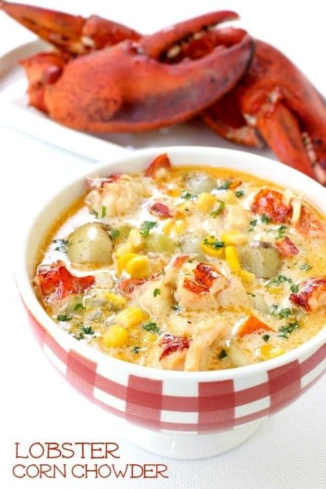 This comforting Lobster Corn Chowder recipe gives total summer vibes! A loaded chowder with a light but creamy broth, flavored with sherry wine. Beefy Tomato Soup Recipe, Lobster Corn Chowder Recipe, Lobster Corn Chowder, Lobster Chowder, Fresh Lobster, Corn Chowder Recipe, Seafood Chowder, Chowder Soup, Lobster Meat