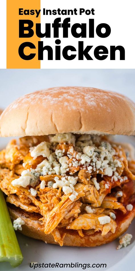 Craving something spicy and delicious? Try this Easy Instant Pot Buffalo Chicken! It's a quick and easy, fool-proof recipe that delivers bold flavors with minimal effort. Perfect for busy weeknights or game day snacks. Pulled Buffalo Chicken Instant Pot, Instant Pot Buffalo Chicken Sliders, Franks Buffalo Chicken, Instant Pot Buffalo Chicken, Buffalo Chicken Tacos, Shredded Buffalo Chicken, Buffalo Chicken Sliders, Buffalo Chicken Recipes, Buffalo Chicken Pizza