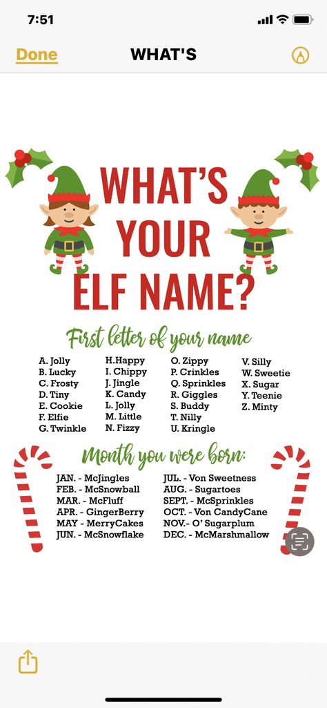 Elf Movie Party, Christmas Elf Names, Your Elf Name, Whats Your Elf Name, Elf Names, Grinch Christmas Party, Letter Designs, Handwritten Text, Elf Movie