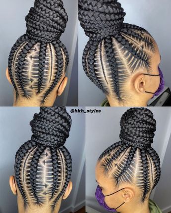 Carefree Bun with Feed-In Braids Feed In High Bun, 10 Feed In Braids Hairstyles, 10 Feed In Braids, Feed In Braids Ponytail, Feed In Ponytail, Half Braid, Feed In Braids, Tight Braids, Braided Hairdo