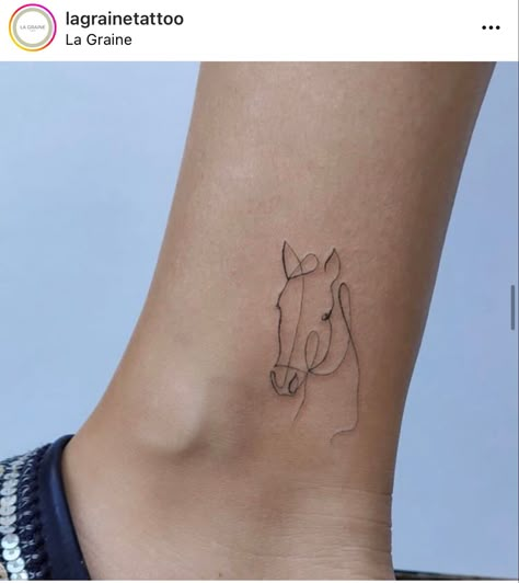 Small Horse Tattoo, Shoe Tattoo, Horse Shoe Tattoo, Fine Line Art, Simple Tattoos For Guys, Horse Tattoo, Girly Tattoos, Horse Shoe, Ankle Tattoo