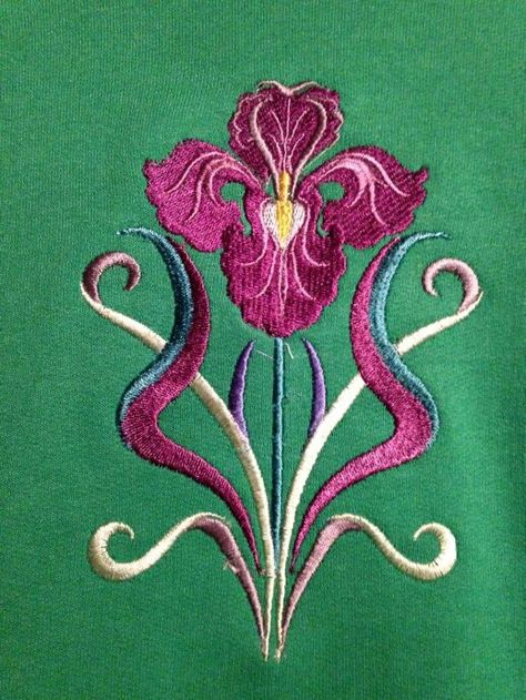 Art Deco Embroidery, Embroidery Jeans Diy, Simple Rangoli Border Designs, Machine Embroidery Designs Projects, Jacobean Embroidery, Crewel Embroidery Patterns, Rangoli Border Designs, Art Nouveau Poster, Handmade Flowers Fabric