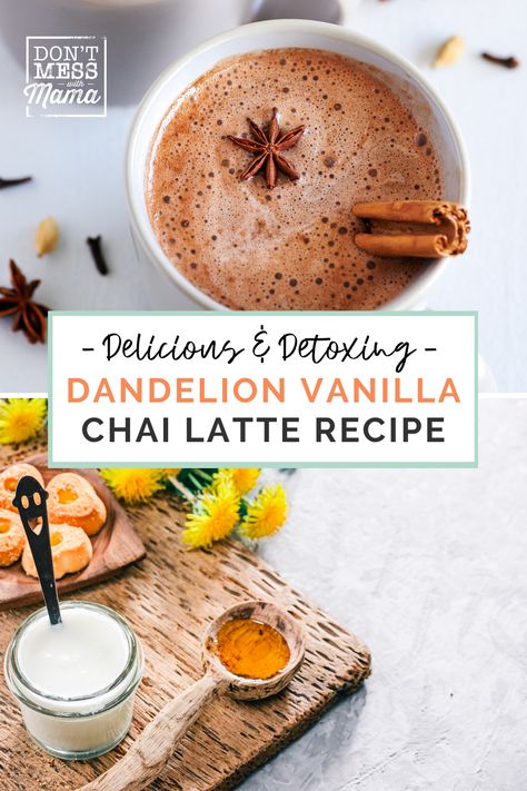 Dandelion Drink Recipes, Dandelion Root Tea Detox Drink, Roasted Dandelion Root Tea Recipes, Caffeine Free Tea Recipes, Caffeine Free Chai Tea Recipe, Dandelion Coffee Recipe, Dandelion Root Tea Recipe, Dandelion Root Tea Benefits, Herbal Tea Latte