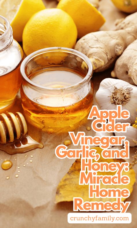 Apple Cider Vinegar, Garlic, and Honey: Miracle Home Remedy - Crunchy Family Amish Cold Remedies, Garlic Apple Cider Vinegar And Honey, Onion Honey Medicine, Severe Cold And Cough Remedies, Onion Garlic Honey Remedy Homemade, Cold And Cough Remedy For Adults, Honey Garlic Immune Booster, At Home Cough Remedies, Honey Garlic Ginger Cold Remedy