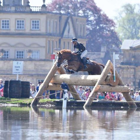 Badminton Horse Trials, Andrew Nicholson jumping a cross-country fence Olympic Horse Jumping, Badminton Horse Trials Outfit, Cross Country Eventing, Horse Riding Cross Country, Cross Country Jumping, Cross Country Equestrian, Equestrian Cross Country, Horse Cross Country Jumps, Cross Country Horses