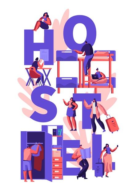 Hostel Life, House Character, Student Posters, Vector Characters, Hostels Design, Dormitory Room, Hostel Room, Friends Illustration, Display Boards