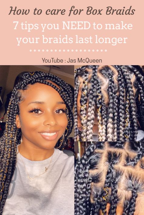 Watch this video for 7 tips to make your braids hair style last longer!!! For more natural hair tips, subscribe to my YouTube channel! How To Make Box Braids Last Longer, How To Make Braids, Knotless Box Braids, Natural Glowing Skin, Long Box Braids, Small Braids, Braids With Curls, Hair Advice, Braids Hair