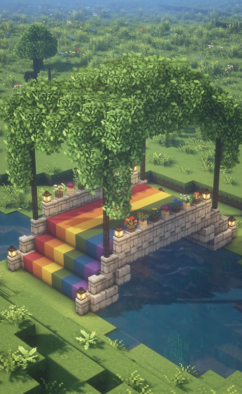 Watch my YouTube video for this LGBTQ Pride Minecraft Bridge Tutorial build and get all the mod and resource pack info! 🍓🌿✨ #fairytale #minecraftcottagecore #minecraftaesthetic #aesthetic #aestheticminecraft #vibey #minecraft #fairytail #fairy #fairyminecraft #lgbt #lgbtq #lgbtqia #lgbtminecraft #lgbtqminecraft #prideminecraft #gayminecraft #lesbianminecraft #pride #minecraft Minecraft Bridge Tutorial, Pride Minecraft Builds, Minecraft Wedding Ideas, Minecraft Pride Builds, Minecraft Rainbow Builds, Minecraft Wedding Build, Minecraft Pride, Villa Minecraft, Minecraft Village Ideas