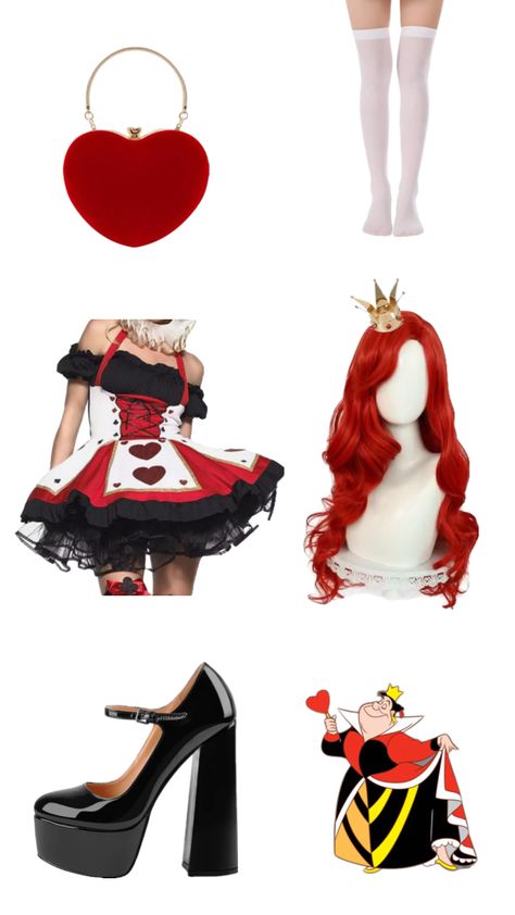 #queenofhearts #aliceinwonderland #costume #cosplay #outfit #rave #coachella Alice In Wonderland Rave Outfit Ideas, Fantasia Alice Halloween, Prom Queen Halloween Costume, Alice In Wonderland Cosplay, Alice Halloween, Wattpad Outfits, Alice In Wonderland Outfit, Queen Halloween Costumes, Outfit Rave