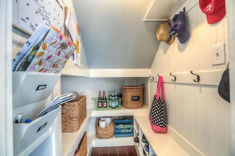 Final House Tour Stairs Mudroom, Under Stairs Cupboard Storage, Under Stairs Pantry, Understair Storage, Room Under Stairs, Space Under Stairs, Closet Under Stairs, Mudroom Closet, Stairs Renovation